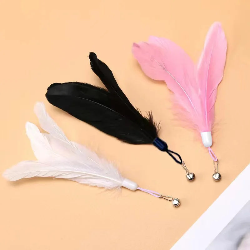Interactive Cat Feather Teaser Wand — Retractable with Bell