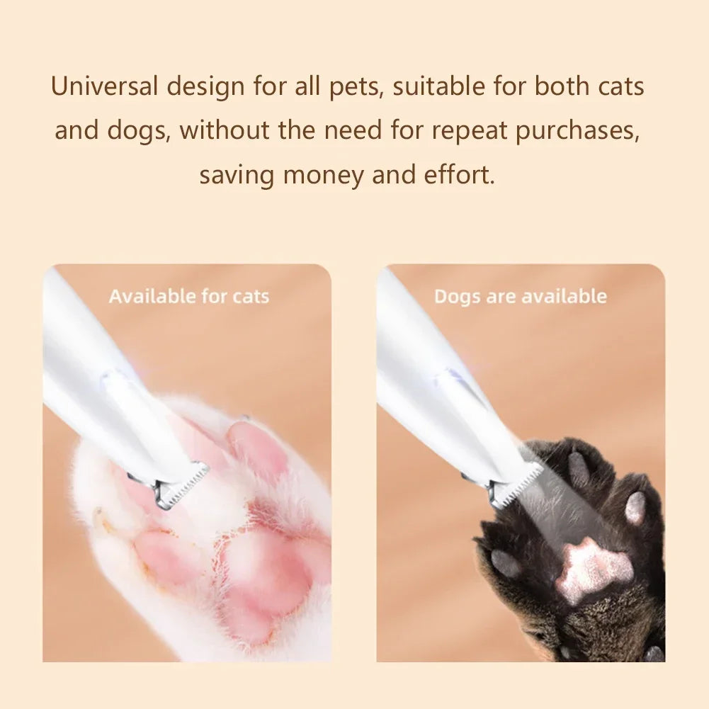 Electric Pet Paw Trimmer — Quiet & Waterproof with LED
