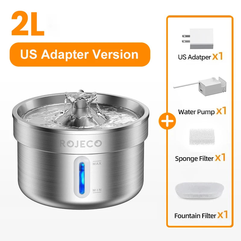 Stainless Steel Pet Water Fountain — Auto Cat & Dog Dispenser