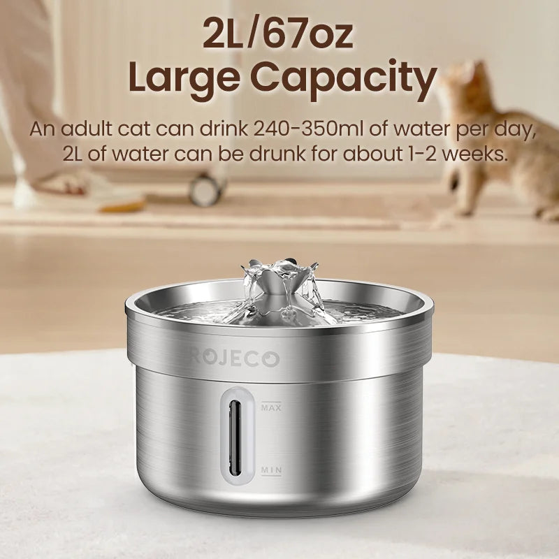 Stainless Steel Pet Water Fountain — Auto Cat & Dog Dispenser
