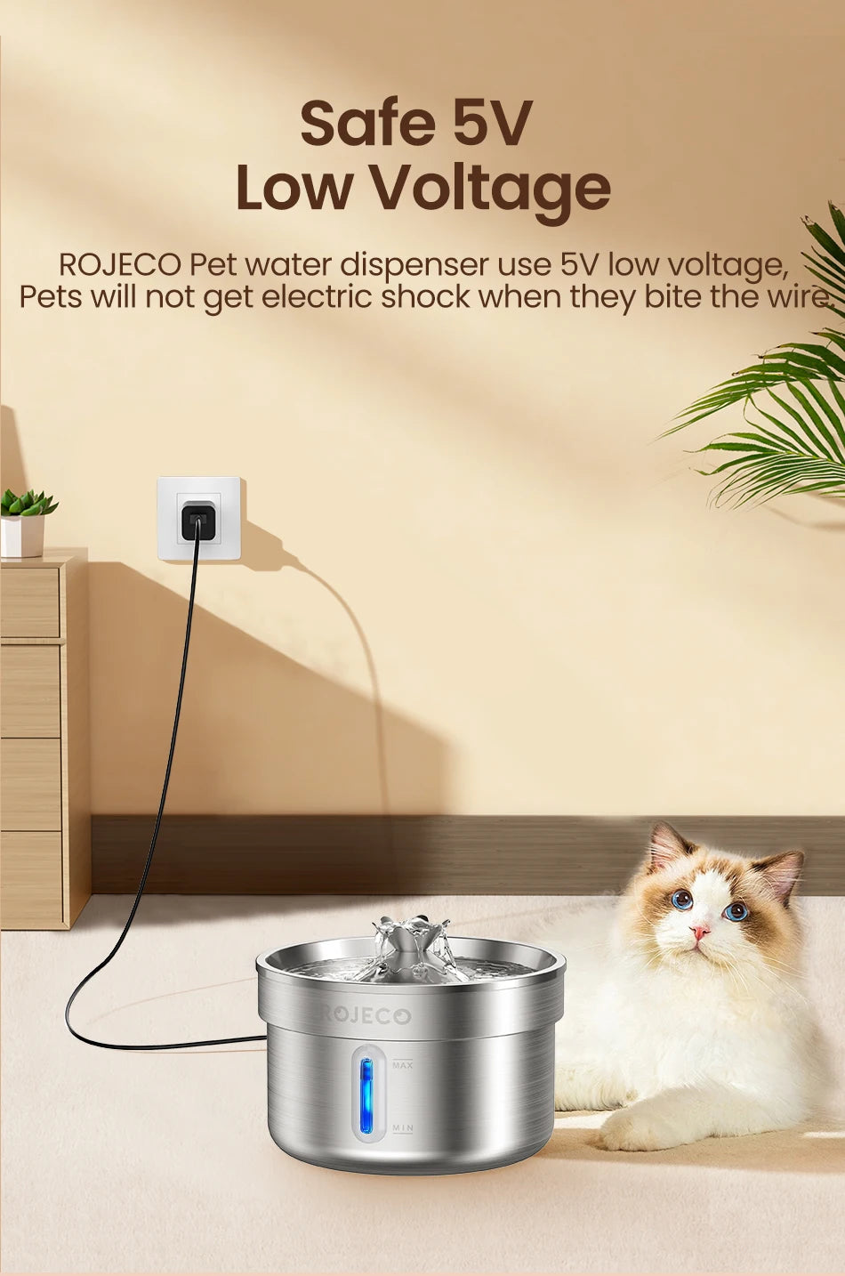 Stainless Steel Pet Water Fountain — Auto Cat & Dog Dispenser