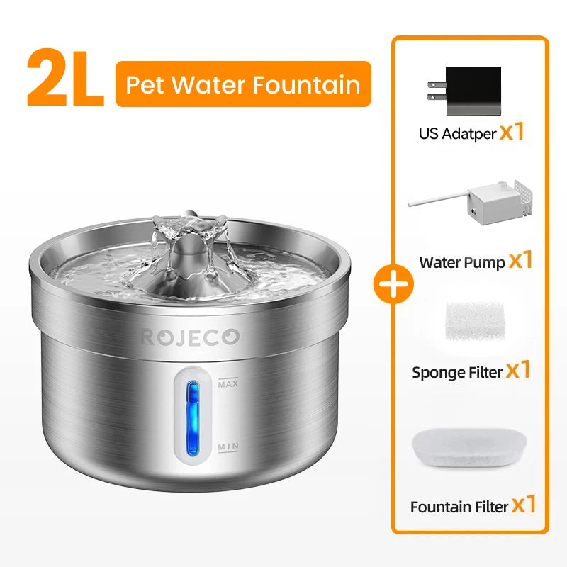 Stainless Steel Pet Water Fountain — Auto Cat & Dog Dispenser