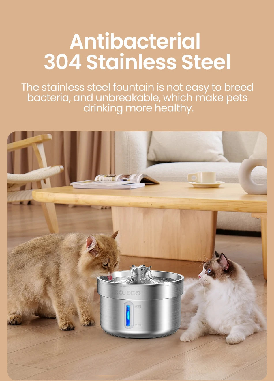 Stainless Steel Pet Water Fountain — Auto Cat & Dog Dispenser