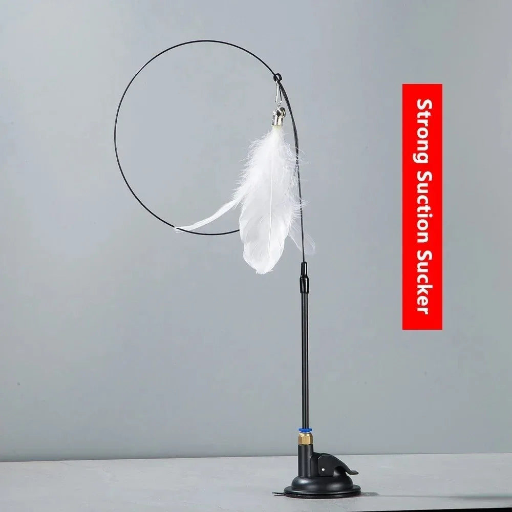 Interactive Cat Feather Teaser Wand — Retractable with Bell