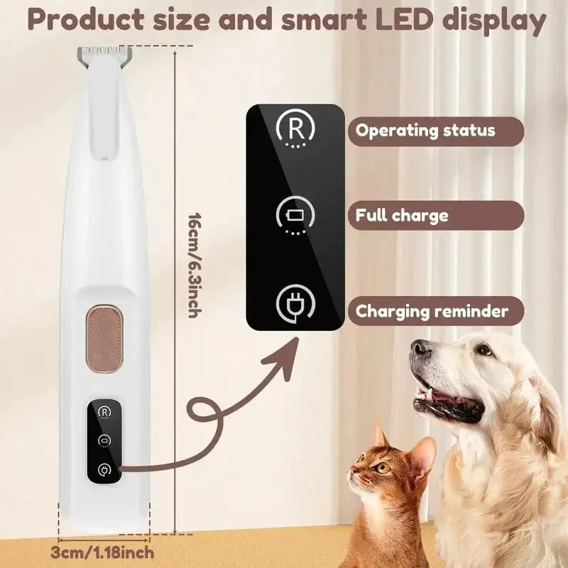 Electric Pet Paw Trimmer — Quiet & Waterproof with LED