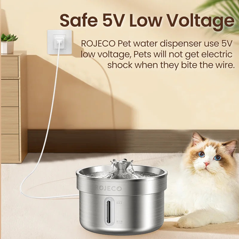 Stainless Steel Pet Water Fountain — Auto Cat & Dog Dispenser