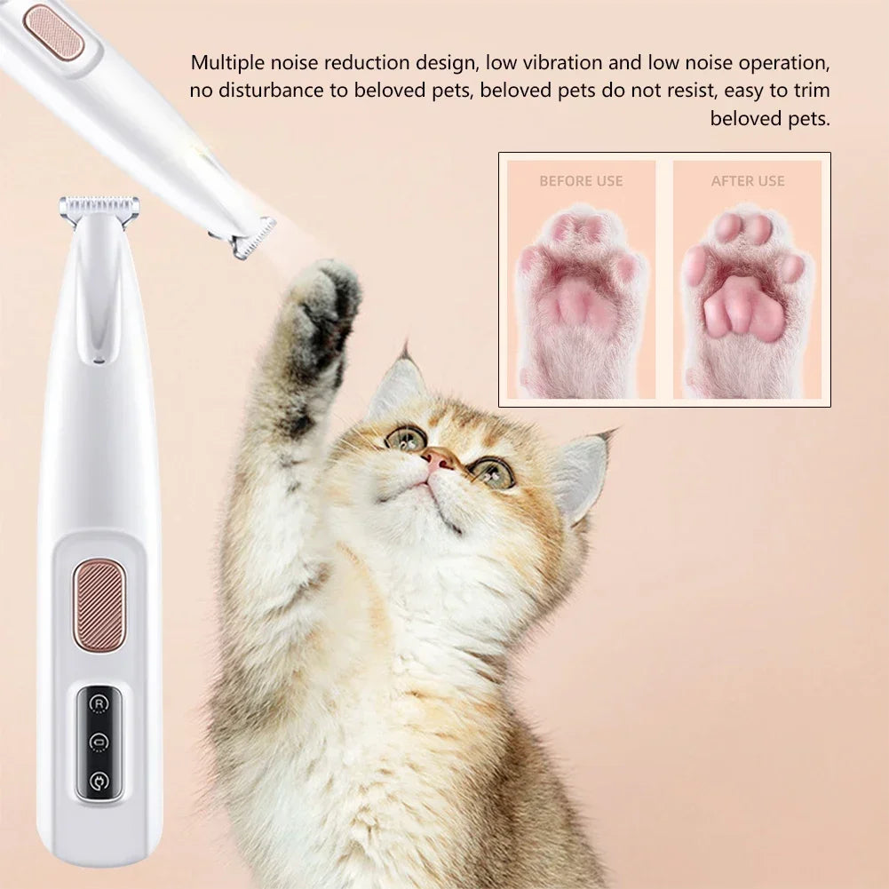 Electric Pet Paw Trimmer — Quiet & Waterproof with LED