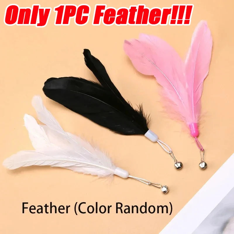 Interactive Cat Feather Teaser Wand — Retractable with Bell