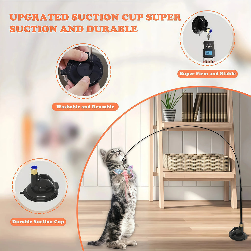Interactive Cat Feather Teaser Wand — Retractable with Bell