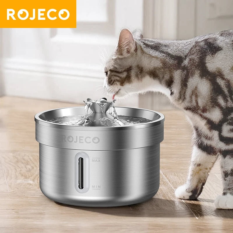 Stainless Steel Pet Water Fountain — Auto Cat & Dog Dispenser