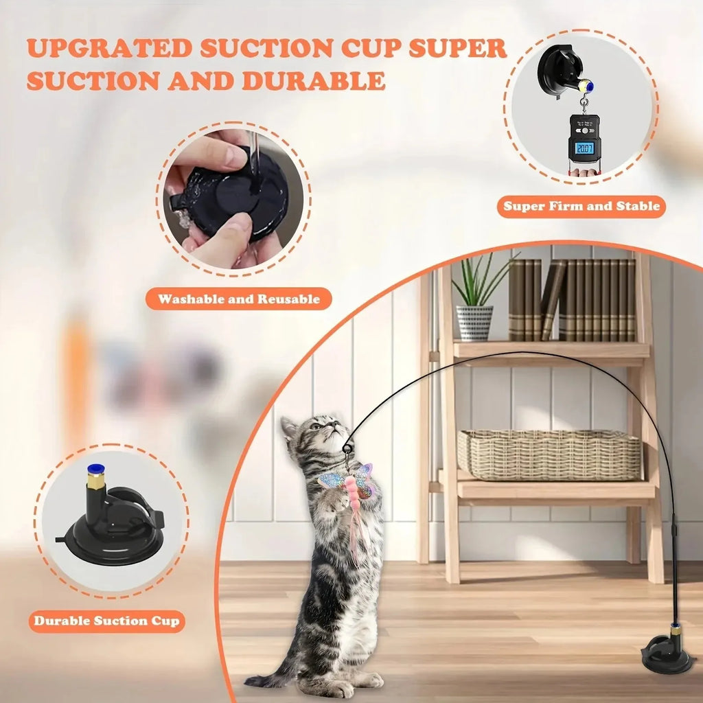 Interactive Cat Feather Teaser Wand — Retractable with Bell